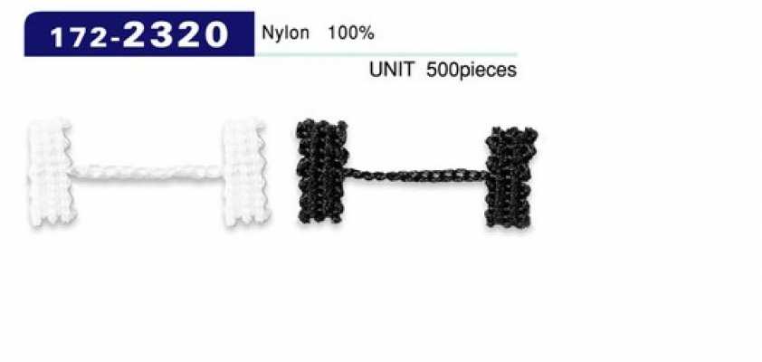 172-2320 Fermo per fodera asole e bottoni, tipo cordoncino a catena, lunghezza totale 33 mm (500 pezzi)