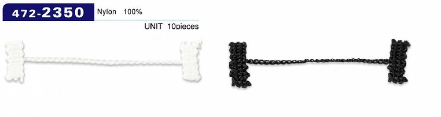 472-2350 Fermo fodera asole e bottoni, tipo a cordoncino a catena, lunghezza totale 65 mm (10 pezzi)