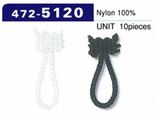 472-5120 Asole e bottoni, tipo cordoncino intrecciato, lunghezza totale 30 mm (10 pz.)
