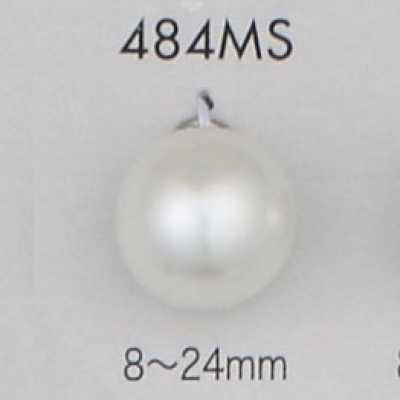 484MS Bottone con gambo in materiale urea finitura perlata argento