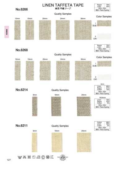 6266 Nastro a tessitura tela in misto lino