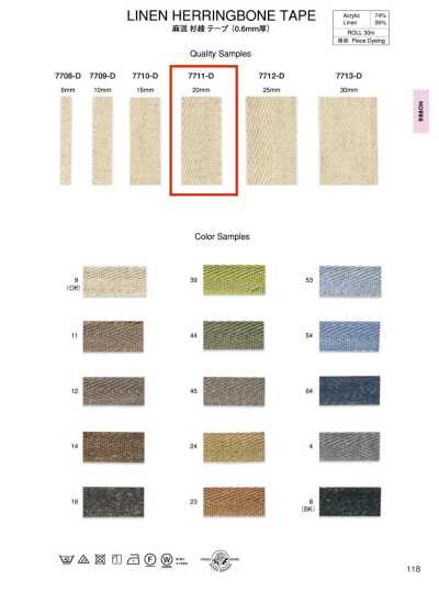 7711-D Nastro twill in misto lino (spessore 0,6 mm)