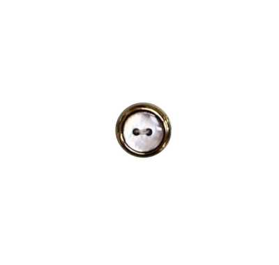 AB50G Bottone a 2 fori in conchiglia nera con bordo metallico
