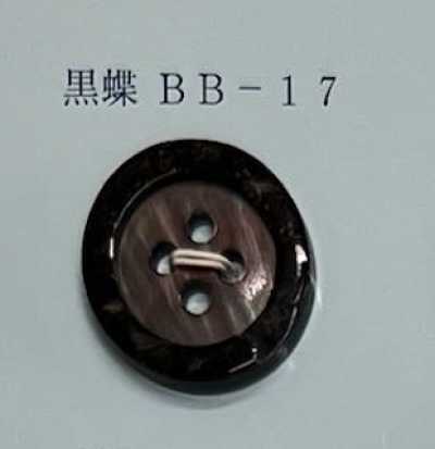 BB17 Bottone in conchiglia Black Lip bordato a 4 fori