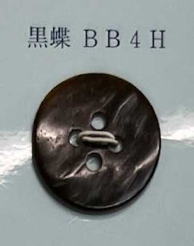 BB4H Bottone a farfalla in conchiglia nera senza bordo a quattro fori
