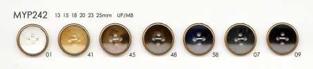 MYP242 Bottone in poliestere elegante color oro antico a 4 fori
