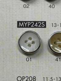 MYP242S Elegante Bottone In Poliestere Argento A 4 Fori[Pulsante] DAIYA BUTTON Sottofoto