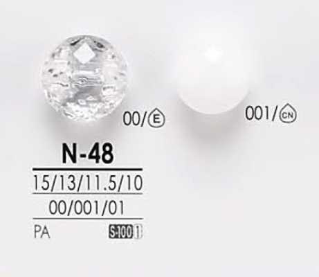 N48 Bottone trasparente e tingibile con taglio diamantato
