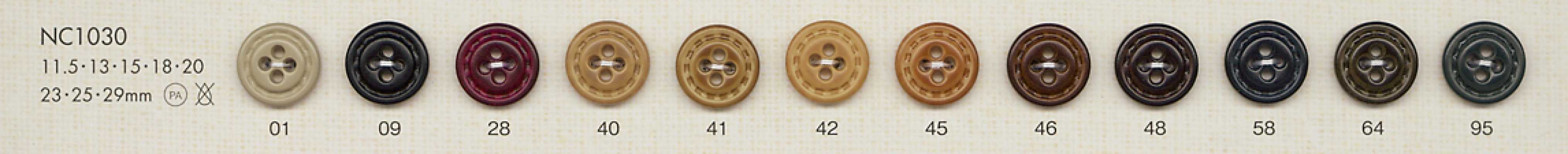 NC1030 Bottone in nylon a quattro fori effetto pelle