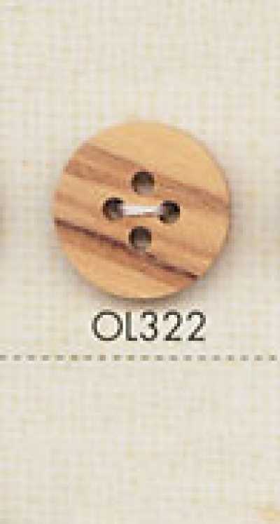 OL322 Bottone in legno naturale a 4 fori