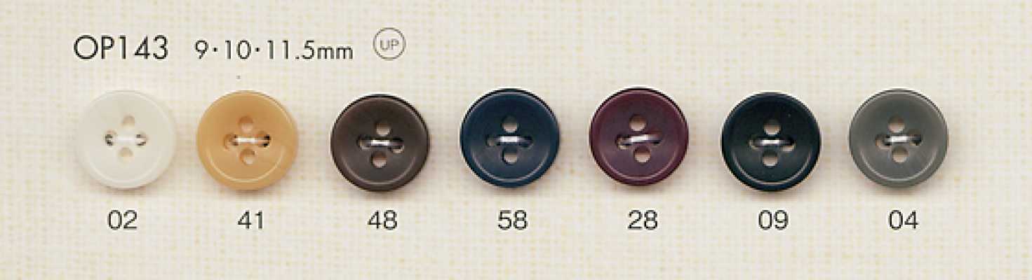 OP143 Bottone in poliestere a 4 fori, semplice, colore sobrio