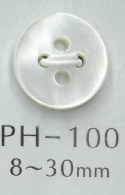 PH100 Bottone in conchiglia piatto a 4 fori