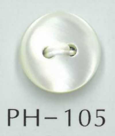 PH105 Bottone rotondo in conchiglia naturale a due fori