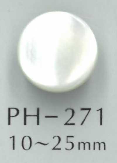 PH271 Bottone rotondo in conchiglia con gambo in metallo