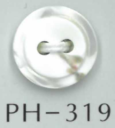 PH319 Bottone in conchiglia a 2 fori con bordo incassato