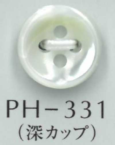 PH331 Bottone in conchiglia a 4 fori, coppetta profonda, spessore 3 mm