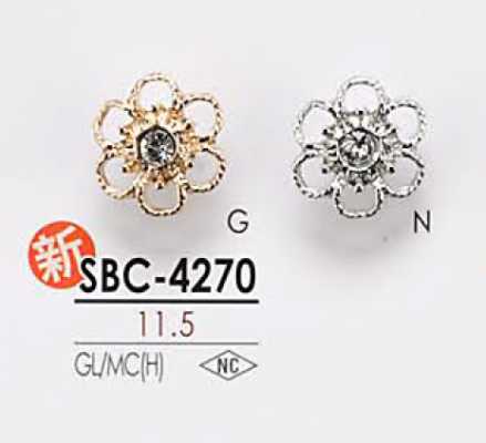 SBC4270 Bottone in metallo con motivo floreale