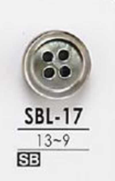 SBL17 Bottone a 4 fori in conchiglia di madreperla nera incolore