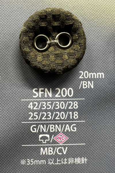 SFN200 Bottone rivestito con occhiello e gambo corto chiuso