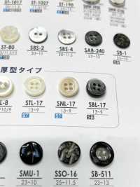 SNL17 Bottone Incolore Con 4 Fori Frontali Realizzati In Conchiglia Takase[Pulsante] IRIS Sottofoto