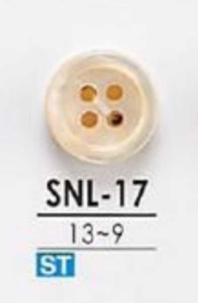 SNL17 Bottone a 4 fori in conchiglia Takase incolore