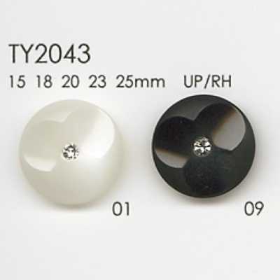TY2043 Bottone in resina di poliestere/strass