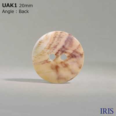 UAK1 Bottone Lucido A 2 Fori Con Foro Frontale Tinto In Conchiglia In Materiale Naturale[Pulsante] IRIS Sottofoto