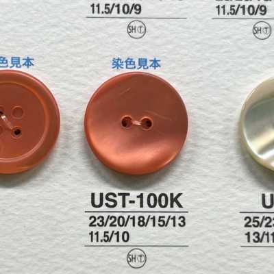UST100K Bottone opaco in conchiglia naturale tinto sul davanti a 2 fori