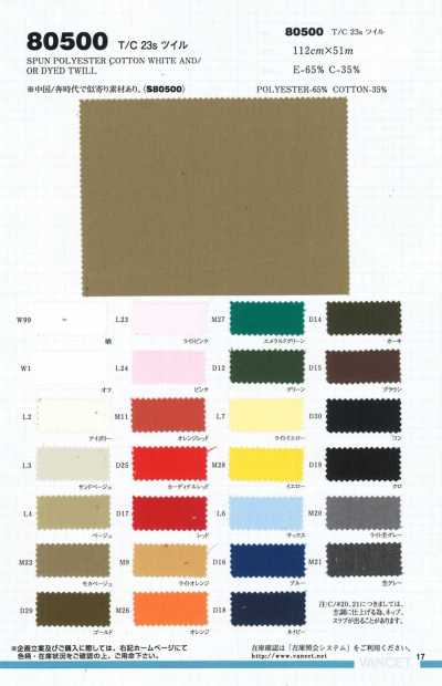 80500 Poliestere/cotone 23s tela diagonale