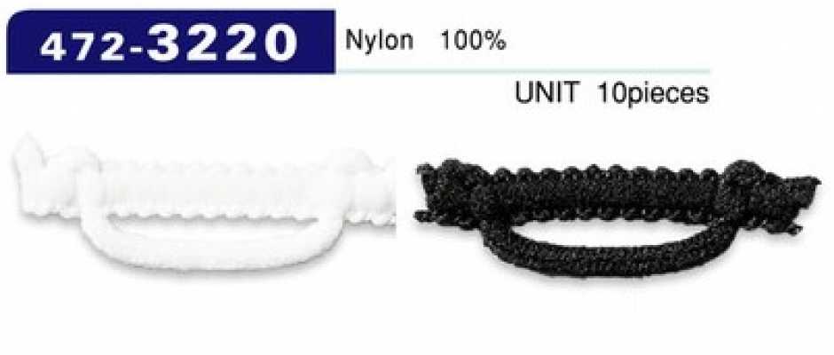 472-3220 Asole e bottoni, tipo in nylon felpato, orizzontale, 37 mm (10 pezzi)