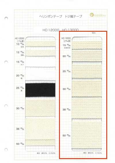 HC-13000 Nastro tessuto in cotone spesso 2 mm