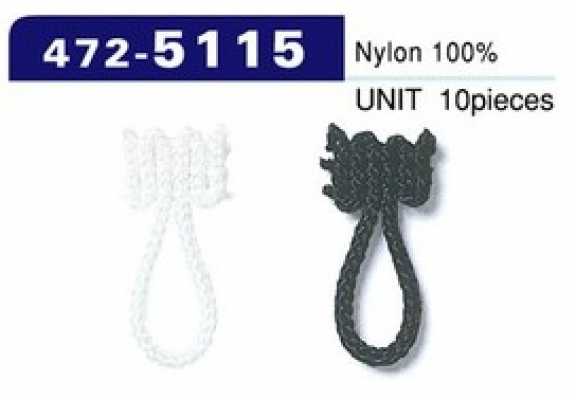 472-5115 Tipo cordoncino intrecciato asole e bottoni, lunghezza totale 23 mm (10 pz.)
