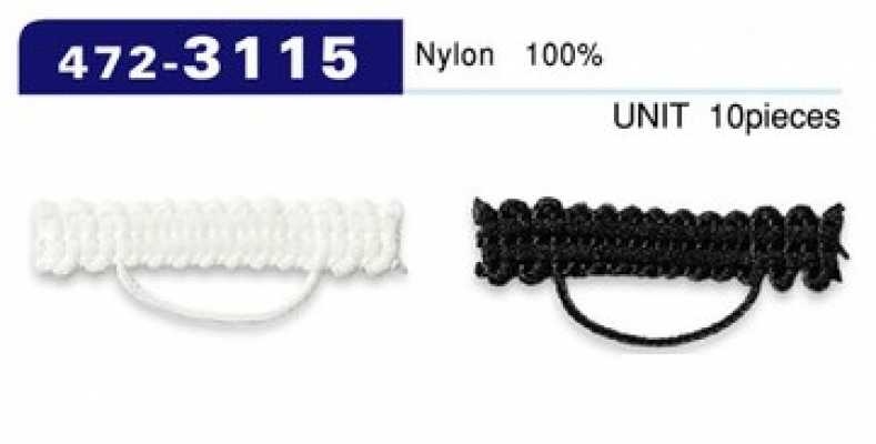 472-3115 Asole e bottoni, tipo cordoncino intrecciato, orizzontale, 30 mm (10 pezzi)