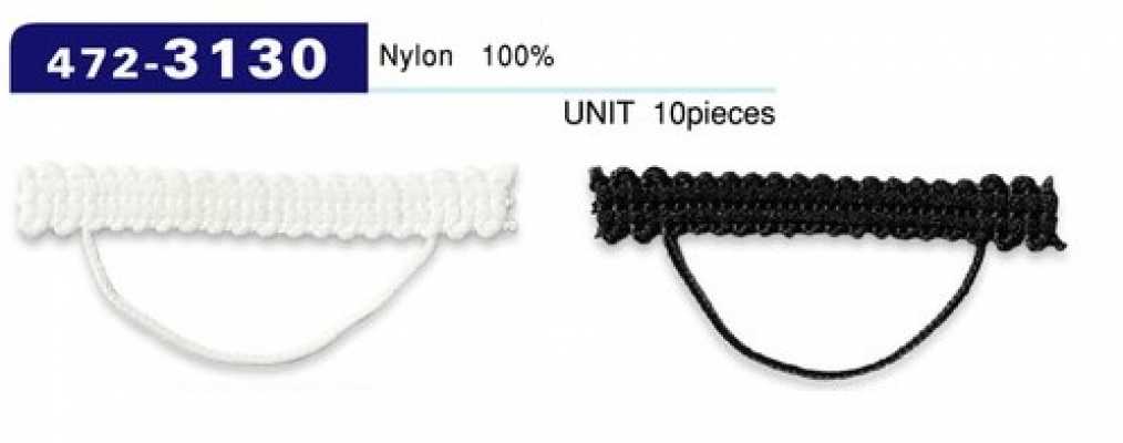 472-3130 Asole e bottoni, tipo cordoncino intrecciato, orizzontale, 45 mm (10 pz)