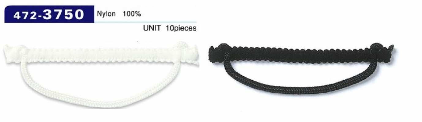 472-3750 Asole e bottoni, tipo cordoncino intrecciato, lungo orizzontale, cordoncino spesso, 70 mm (10 pz)