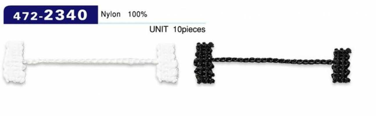 472-2340 Fermo per fodera asole e bottoni, tipo cordoncino a catena, lunghezza totale 58 mm (10 pezzi)