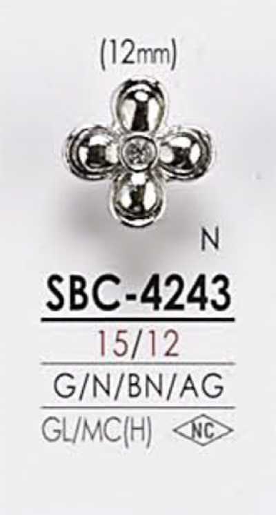 SBC4243 Bottone in metallo con motivo floreale