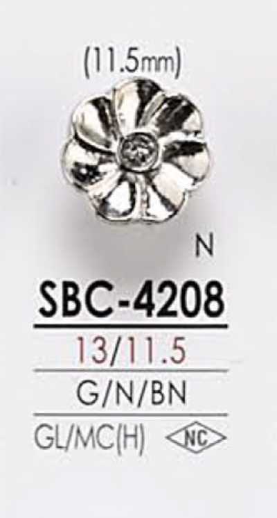 SBC4208 Bottone in metallo con motivo floreale