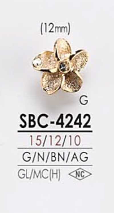 SBC4242 Bottone in metallo con motivo floreale