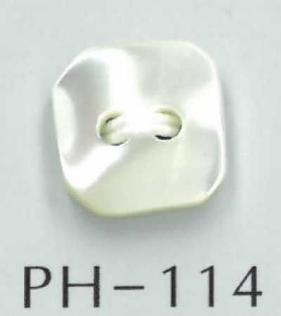 PH114 Bottone quadrato in conchiglia a 2 fori