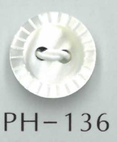 PH136 Bottone in conchiglia intagliato a 2 fori