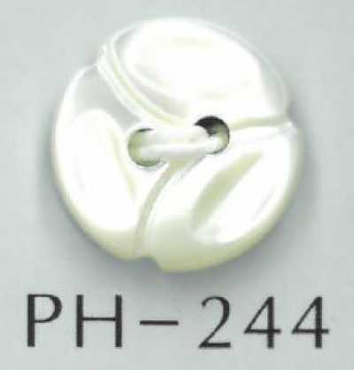 PH244 Bottone in conchiglia a 2 fori a forma di fiore
