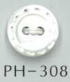PH308 Bottone in conchiglia inciso stile cucitura a 2 fori