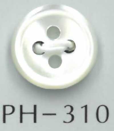 PH310 Bottone in conchiglia a 4 fori con bordo