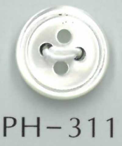 PH311 Bottone in conchiglia scanalato a 4 fori