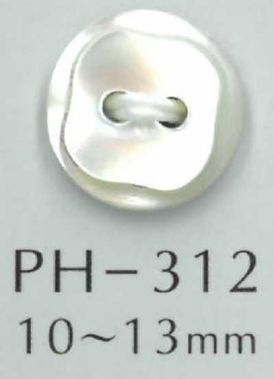 PH312 Bottone in madreperla a due fori con taglio a diamante