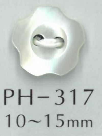 PH317 Bottone in conchiglia a 2 fori a forma di fiore