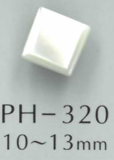 PH320 Bottone in conchiglia a forma di rombo con gambo in metallo