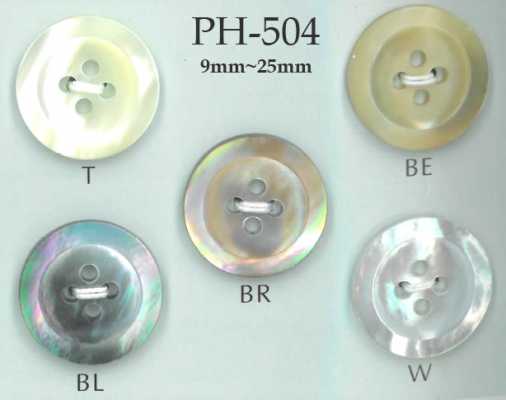 PH504 Bottone in conchiglia a 4 fori con bordo largo