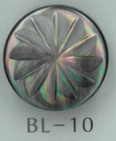 BL-10 Bottone in conchiglia con gambo in metallo a motivo floreale